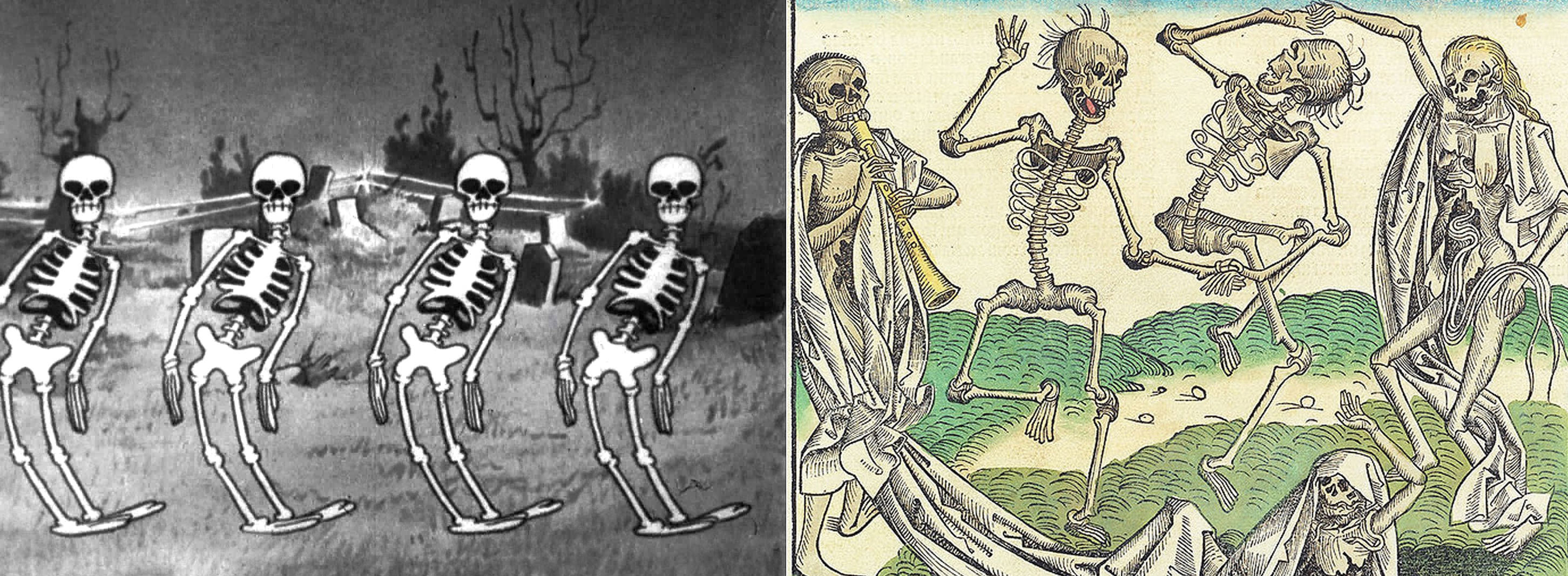 Walt Disney, Skeleton dance - Silly Symphonies, 1929 / Holbein l’Ancien, La Danse macabre, 1493