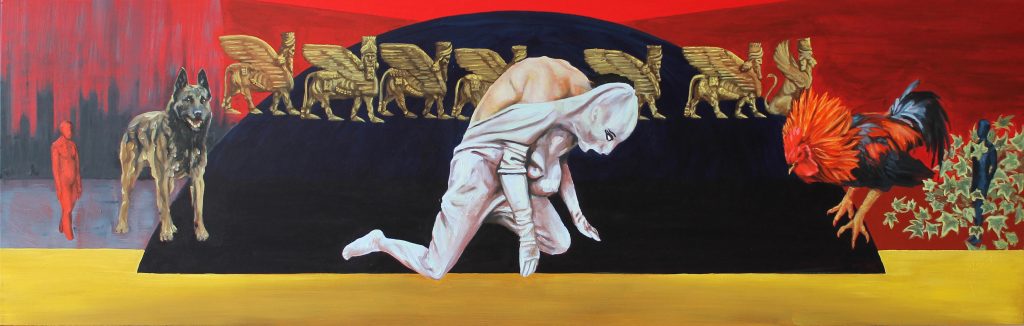 Marianne Pradier, Barque, 2016 Huile et acrylique sur bois, 130 x 41 cm